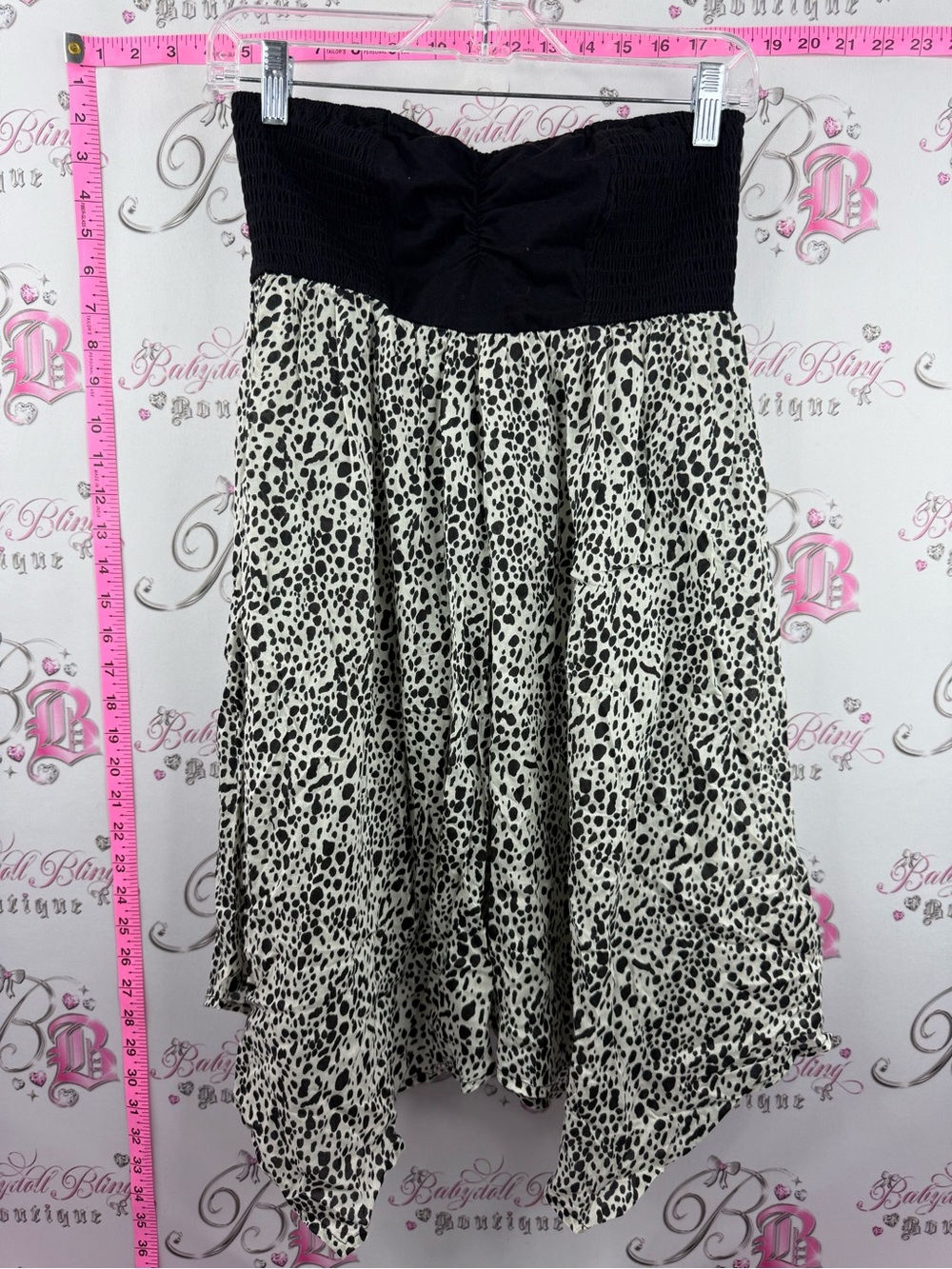 Volcom dress strapless Black & White Asymmetrical Strapless Skirt hem
